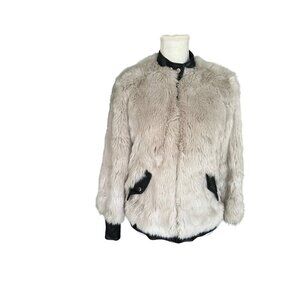 Zara Woman Faux Fur Jacket With Leather Accents Autumn/Winter Collection Size S